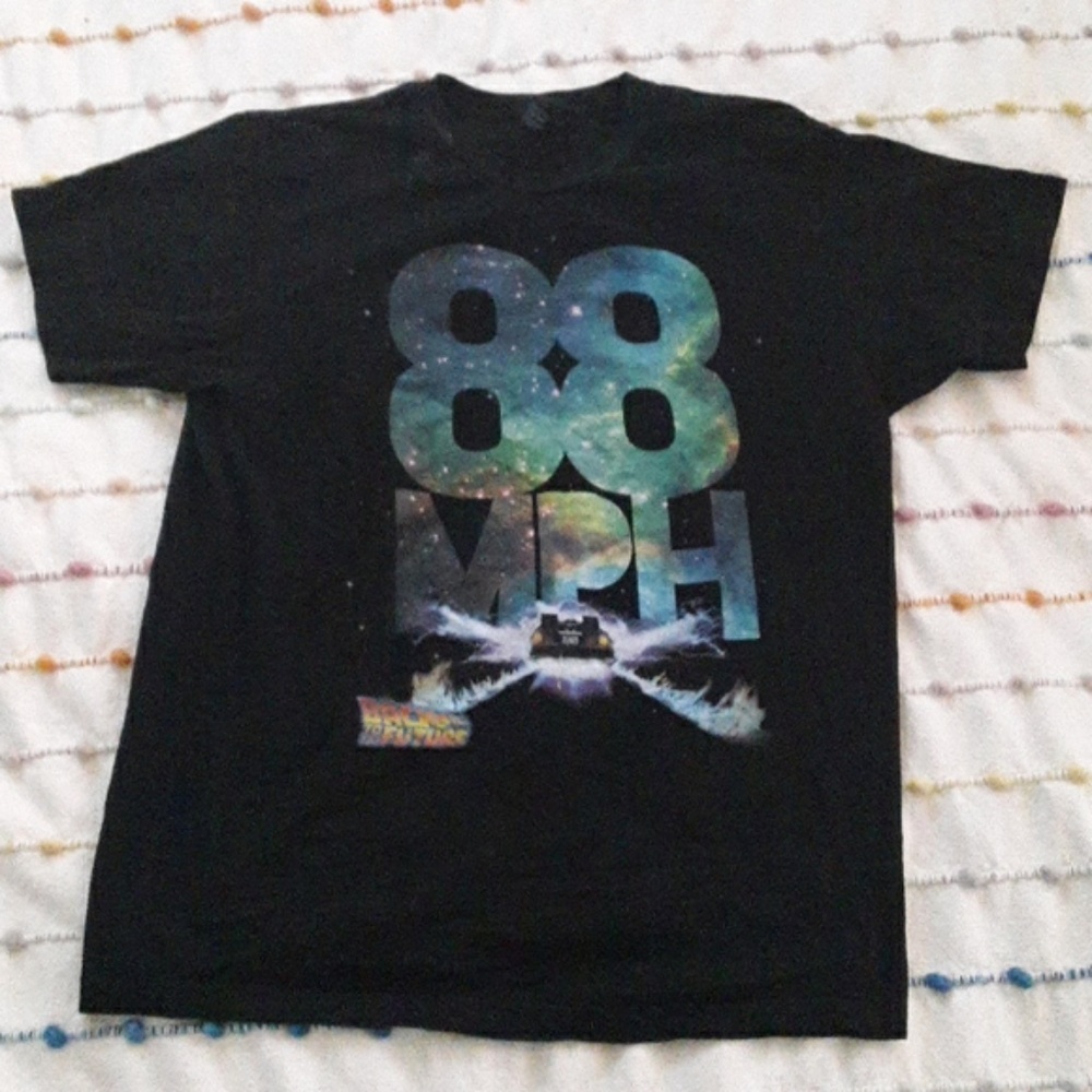 Back to the Future Delorian Doc Brown 88 MPH T Shirt Sz L Movie Cool Tee